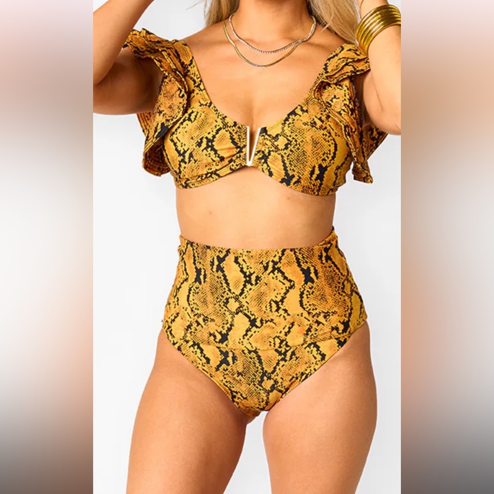 Buddy Love Yellow Snake Print Bikini